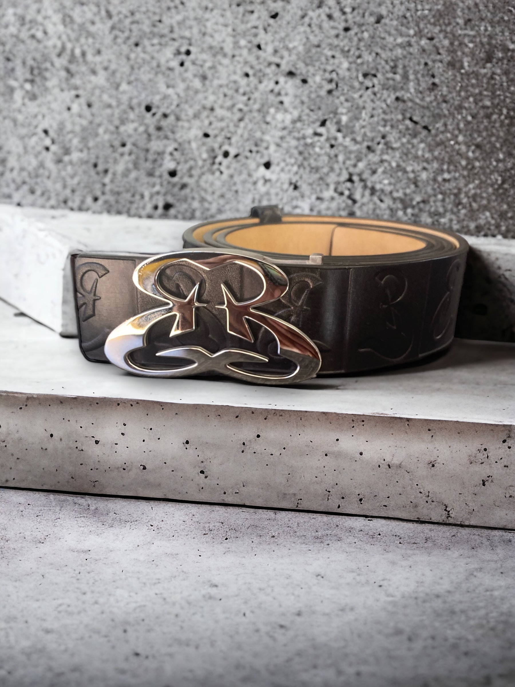 Ethicrace Platinum Embossed Leather Belt