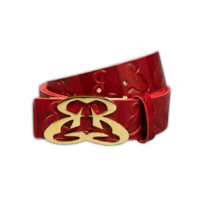Ethicrace Red and Gold Embossed Leather Belt