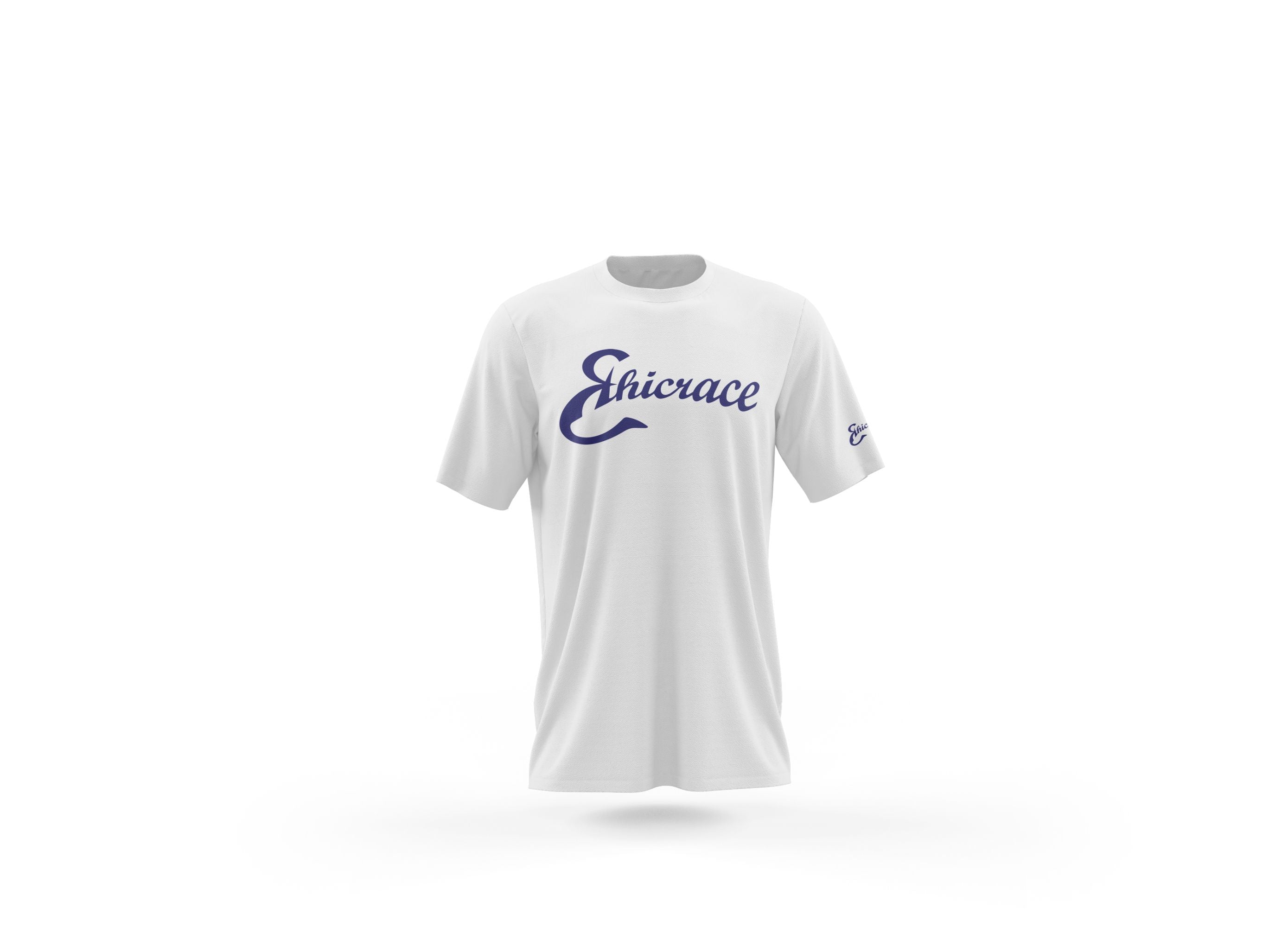 Ethicrace Cursive Logo Shirt for Men (White/Navy)