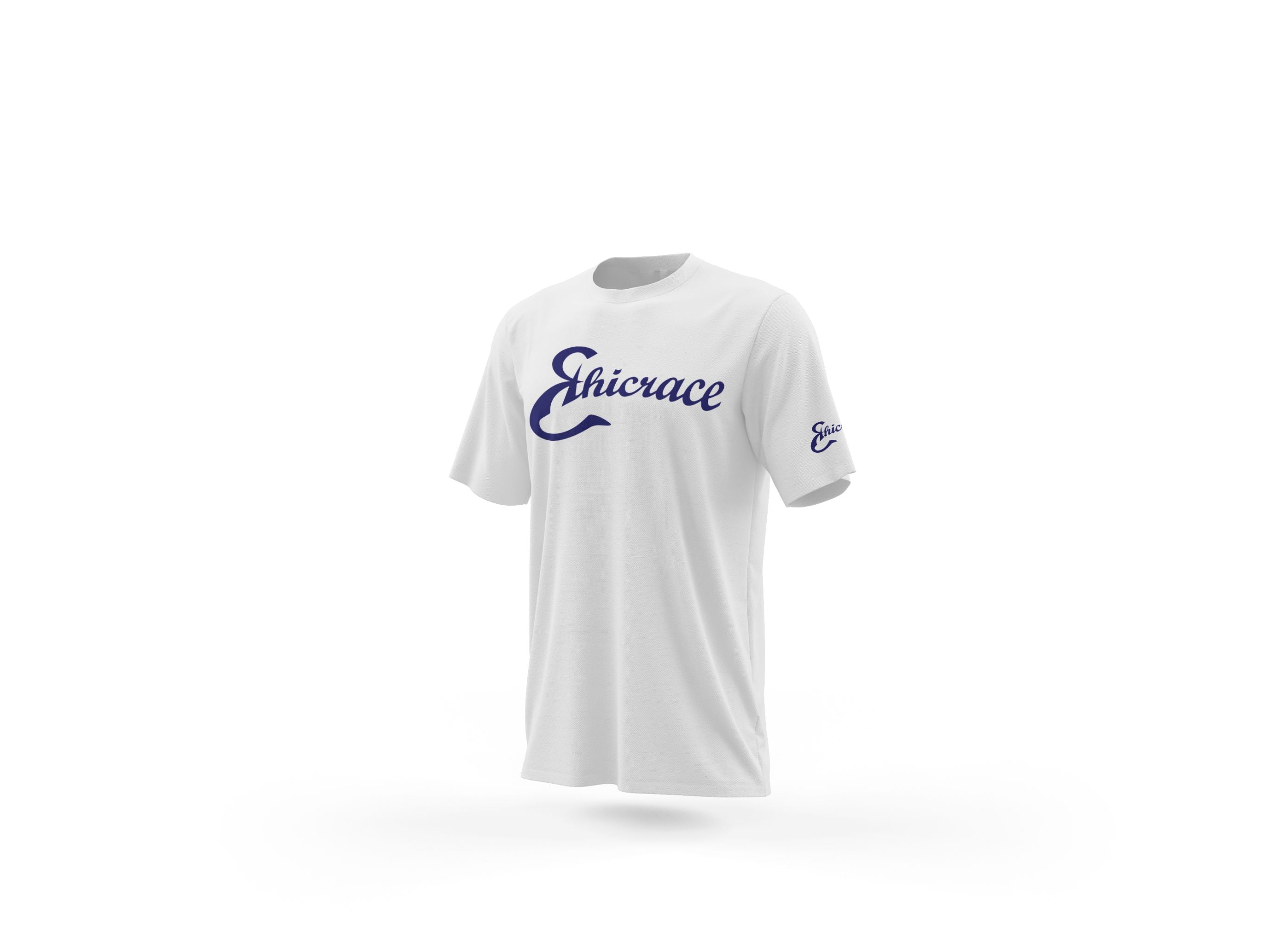 Ethicrace Cursive Logo Shirt for Men (White/Navy)